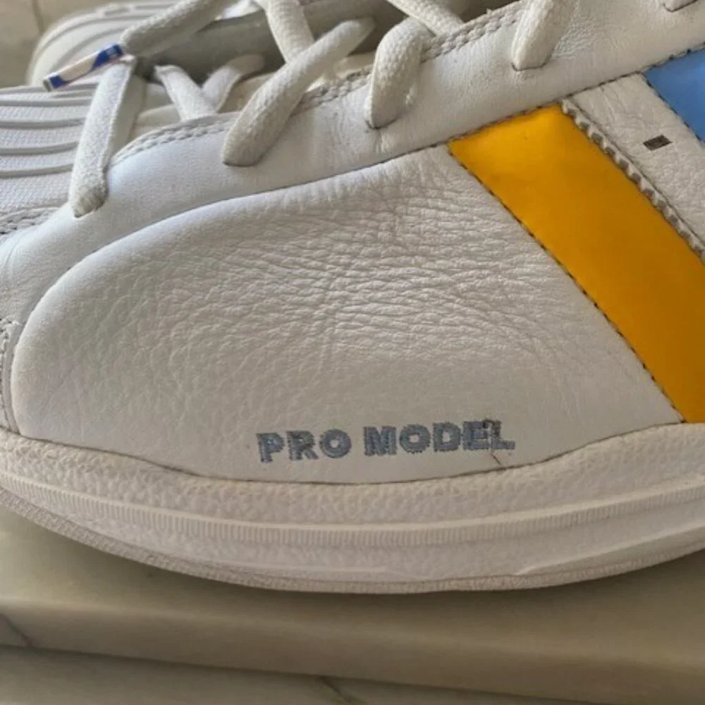 Adidas Basketball Shoes High Top White Blue Yellow Denver Nuggets Pro Size 20